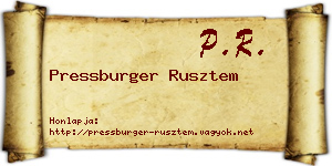 Pressburger Rusztem névjegykártya